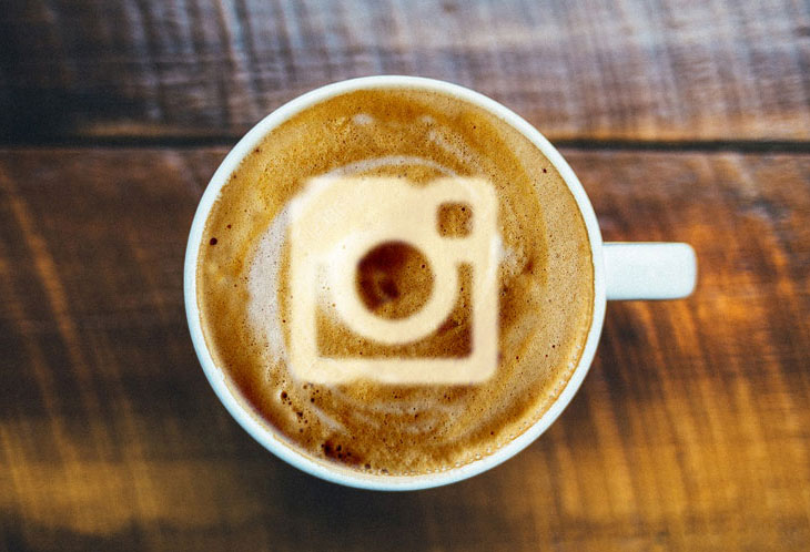 Coffee with Instagram logo in the foam