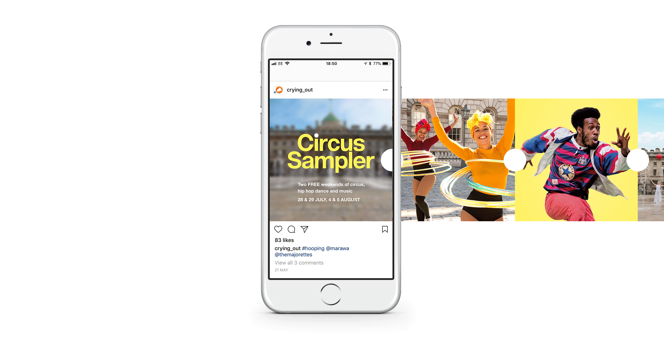 Carousel GIF of different images we've created for our Circus Sampler