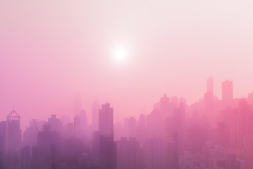 A city scape of tower buildings